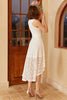 Load image into Gallery viewer, High Low White Party Dress with Lace Sleeveless