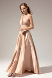 Golden Satin Long Dress