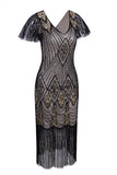 Flapper Black Sequins 1920s Dress