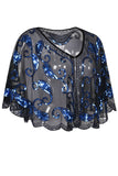 1920s Blue Glitter Sequins Cape