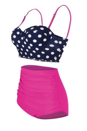 Vintage Fuchsia Spaghetti Straps Swimwear