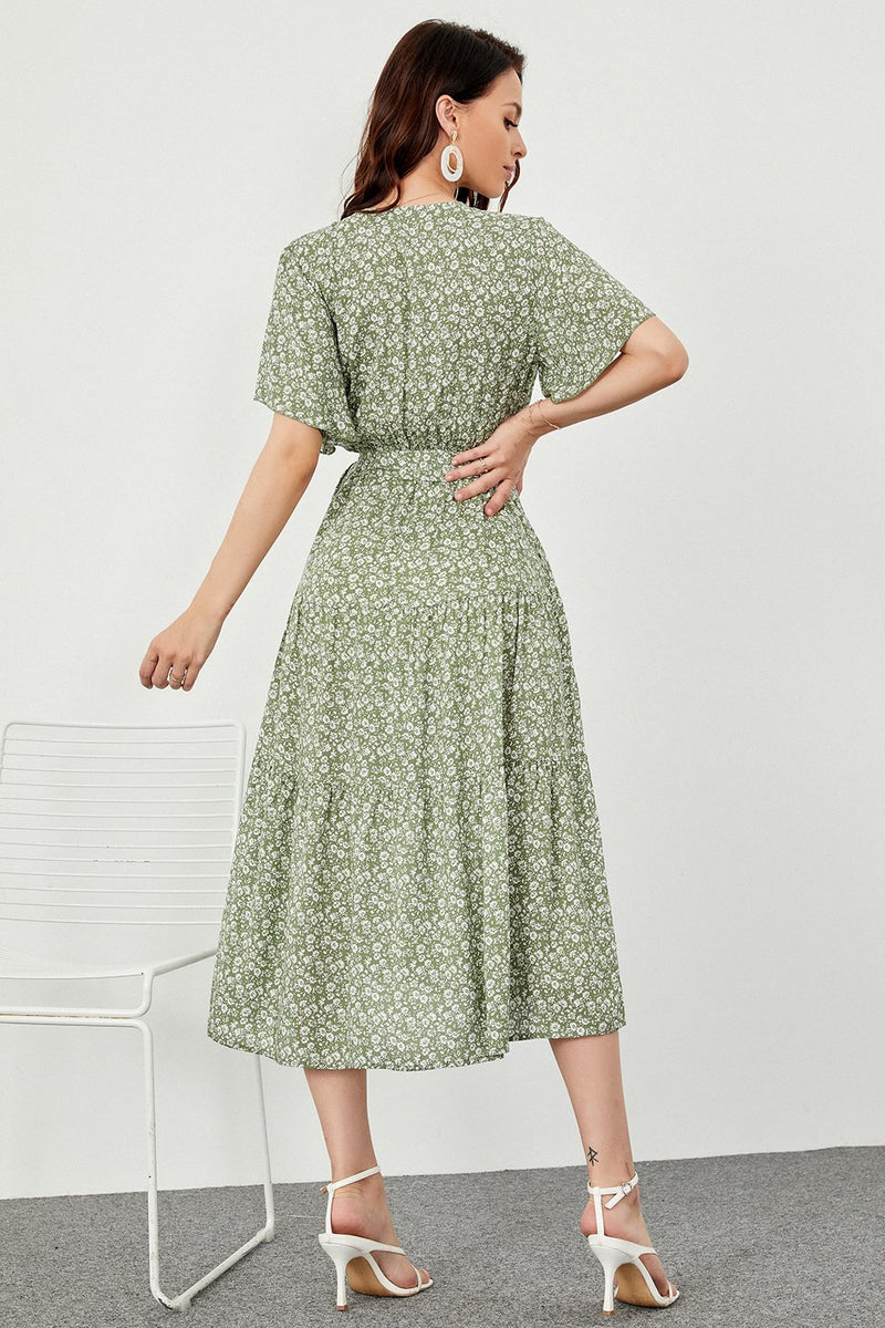 Load image into Gallery viewer, Print Green Summer Boho Dress