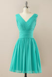 Green Chiffon Midi Bridesmaid Dress