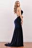 Load image into Gallery viewer, Navy Mermaid Velvet Long Prom Dress