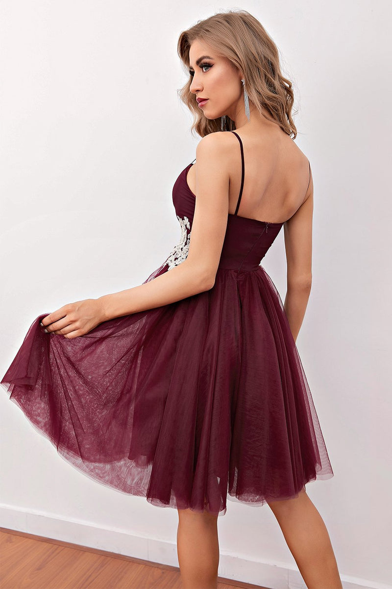 Load image into Gallery viewer, Burgundy Short Prom Graduation Dress
