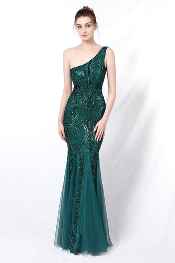 Mermaid One Shoulder Prom Dress with Appliques