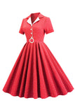 Retro Style Red Plaid 1950s Dress