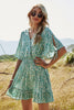 Load image into Gallery viewer, Green Floral Print Summer Dress