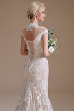 Mermaid White Lace Open Back Wedding Dress