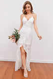 White Lace Beach Wedding Dress