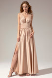 Golden Satin Long Dress