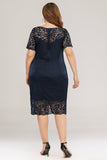 Navy Bodycon Lace Plus Size Dress