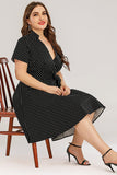 Plus Size Polka Dots Swing Dress