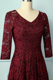 Dark Red Lace Midi - ZAPAKA