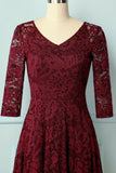 Dark Red Lace Midi - ZAPAKA