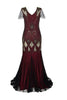 Load image into Gallery viewer, Burgundy 1920s Sequins Long Flapper Dress