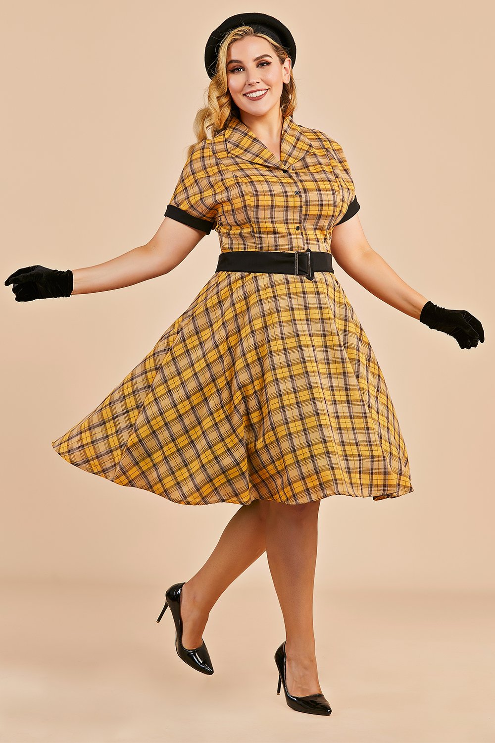 Yellow Plaid 1950s Vintage Dress