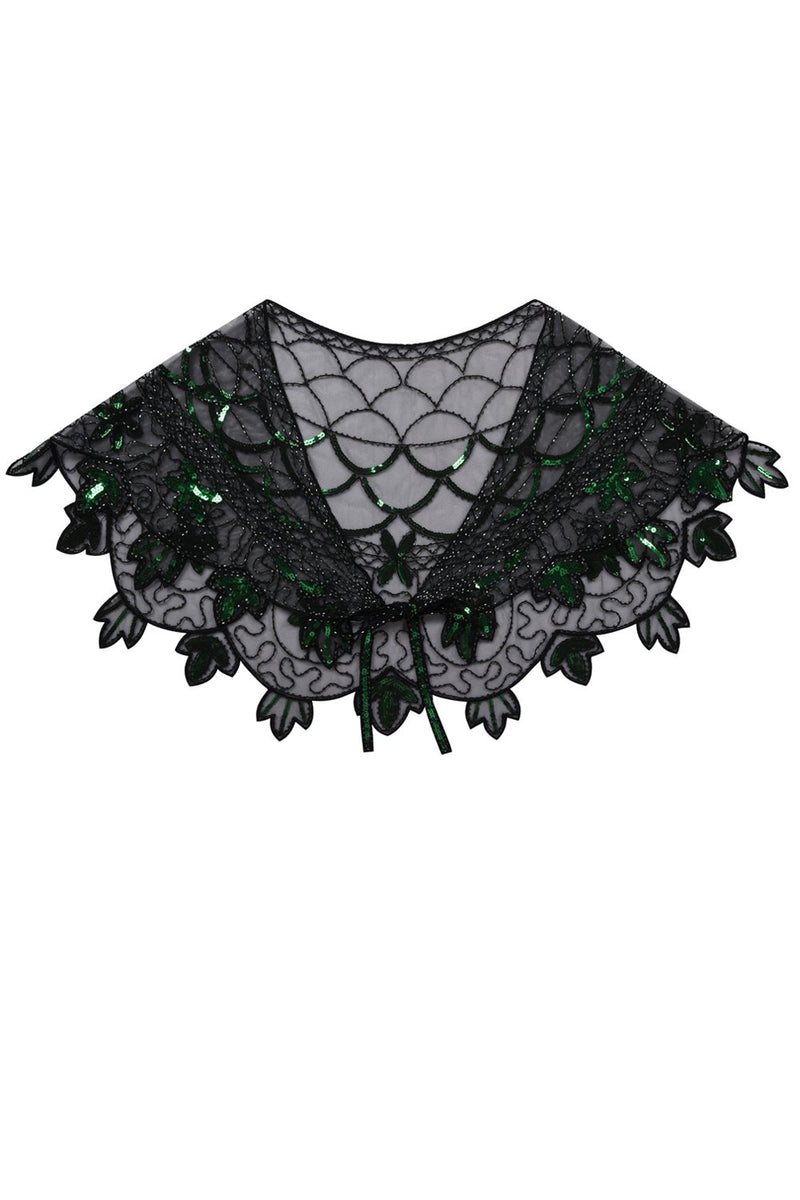Load image into Gallery viewer, 1920s Green Flower Sequin Women Cape