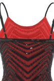 Black Red Spaghetti Straps 1920s Dress