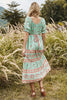 Load image into Gallery viewer, Print Green Maxi Boho Dress