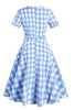 Load image into Gallery viewer, Vinatge Blue Plaid 1950s Dress