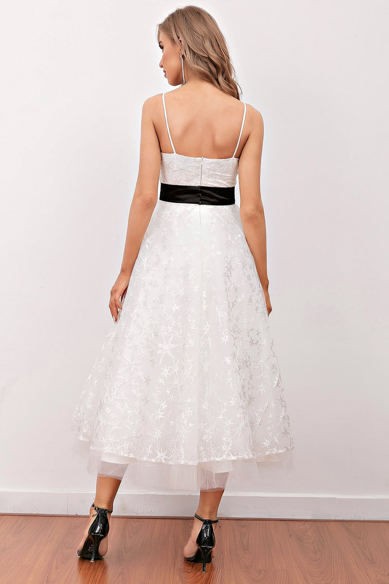 Load image into Gallery viewer, White Lace Midi Prom Dress