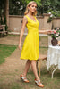 Load image into Gallery viewer, Yellow V Neck Sleeveless 1950s Dress