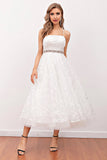 White Lace Midi Prom Dress