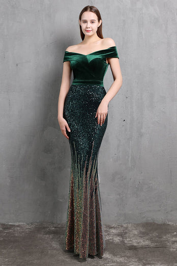 Zapaka Women Gold Mermaid Graduation Dress Sequin Prom Dress Off the ...