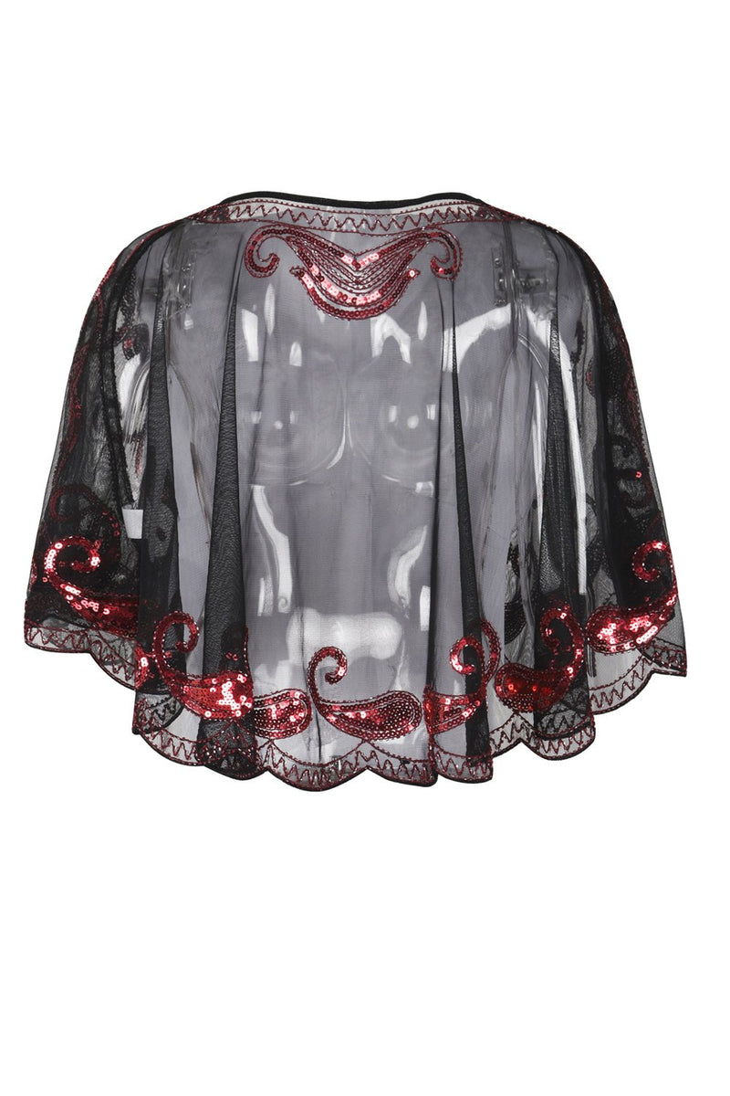Load image into Gallery viewer, 1920s Red Glitter Sequins Cape