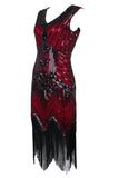 Red Glitter Fringe 1920s Flapper Dress