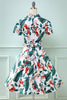 Load image into Gallery viewer, Retro V Neck Leaf Printed Vintage Dress
