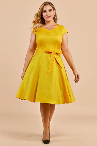Plus Size Yellow Vintage 1950s Dress