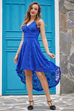 Royal Blue V-Neck Lace Dress