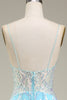 Load image into Gallery viewer, Blue Spaghetti Straps Sparkly Mermaid Prom Dress