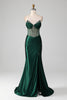 Load image into Gallery viewer, Dark Green Strapless Corset Mermaid Pleated Prom Dress