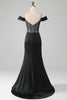 Load image into Gallery viewer, Black Off the Shoulder Satin Corset Mermaid Prom Dress with Slit