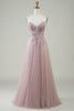 Load image into Gallery viewer, Sparkly Blush A-Line Tulle Long Prom Dress with Lace