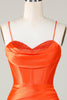 Load image into Gallery viewer, Sparkly Orange Beaded Corset Tight Short Graduation Dress