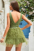 Load image into Gallery viewer, A Line Deep V Neck Green Short Graduation Dress with Ruffles