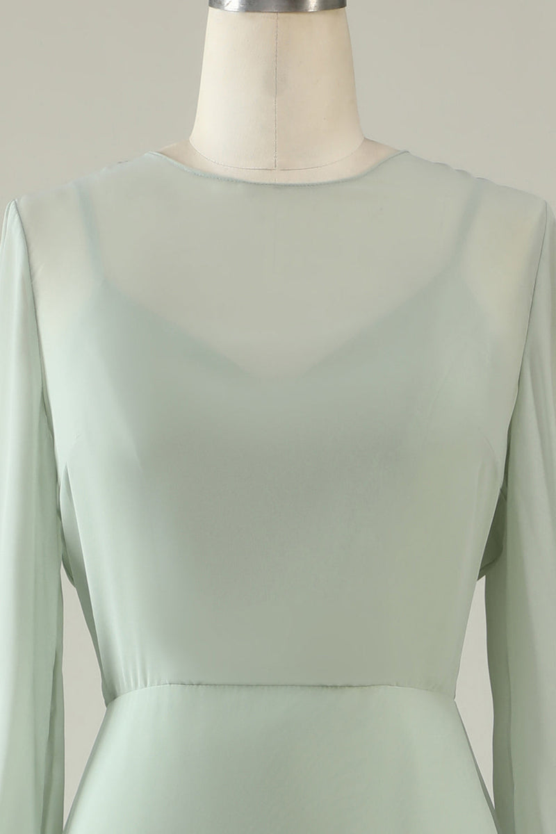 Load image into Gallery viewer, Mint Wedding Guest Dress with Long Sleeves