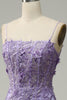 Load image into Gallery viewer, Mermaid Spaghetti Straps Purple Prom Dress with Beading
