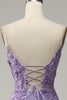 Load image into Gallery viewer, Mermaid Spaghetti Straps Purple Prom Dress with Beading