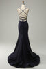 Load image into Gallery viewer, Navy Strapless Sweetheart Beaded Prom Dress with Split
