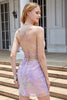 Load image into Gallery viewer, Purple Sparkly Corset Graduation Dress with Appliques