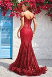 Mermaid Off the Shoulder Burgundy Corset Prom Dress with Bronzing