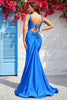 Load image into Gallery viewer, Mermaid Spaghetti Straps Blue Long Prom Dress with Open Back
