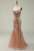 Load image into Gallery viewer, Mermaid Spaghetti Straps Blush Sequins Long Prom Dress