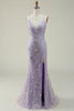 Load image into Gallery viewer, Mermaid Spaghetti Straps Purple Long Prom Dress with Beading