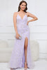 Load image into Gallery viewer, Mermaid Spaghetti Straps Purple Long Prom Dress with Criss Cross Back